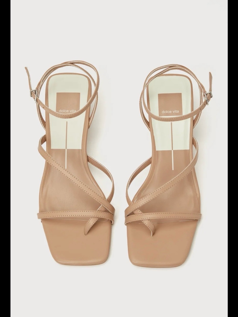 Dolce Vita Nude Tan Strappy Square-Toe Heels